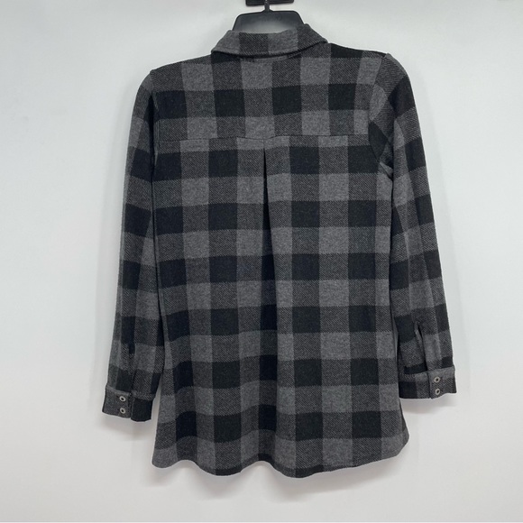 Soft Surroundings Women’s PXS Fleece Top Roll Tab Sleeve plaid tunic top - Picture 3 of 8